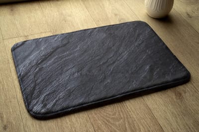 Coloray Badmat - Zwart Douchemat - Vulkanisch gesteente Badkamer Kleed - Polyester - Antislip - Luxe Badmat - Mat voor Badkamer - 75x45 cm