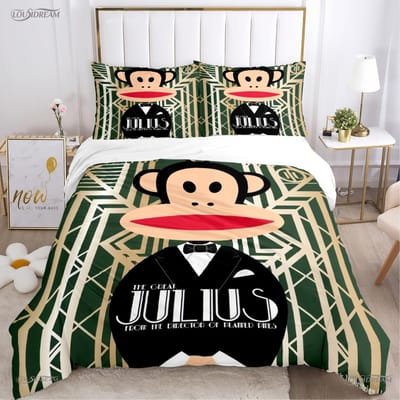 Schattige P-Paul F-Frank Cartoon Anime Dekbedovertrek Grappige Kawaii Beddengoed Set Zachte Dekbedhoes En Kussenslopen Enkel/Dubbel/Queen/King AU Double(180*210cm)3pcs