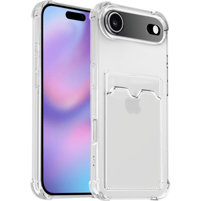 ShieldCase TPU hoesje met pasjeshouder geschikt voor iPhone Air (transparant) – stevige case met kaarthouder, shockproof bescherming en dunne pasvorm