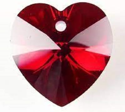 Swarovski Elements, hart 18x18mm, garnet AB met zilverfoil rug (6202), per stuk