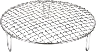 Daity Rond kookrek - 7.9-inch roestvrijstalen kruisgrillrooster met 50 mm poten voor koken - bakken - stomen en grillen