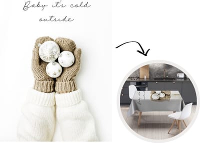 Kerst Tafelkleed - Kerstmis Decoratie - Tafellaken - Winter - Handschoenen - Kerstballen - 150x220 cm - Kerstmis Versiering