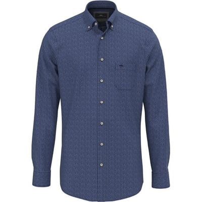 Fynch-Hatton Overhemd V Shape Structure Pattern Navy / male
