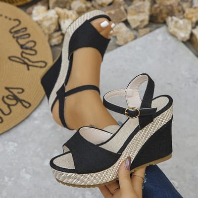 Dames Sandalen Nieuwe Mode Sleehakken Schoenen Dames Zomer Platform Hoge Hak Vrouwen Gesp Sandalen Sexy Bohemia Stijl Dames Schoenen 36 brown