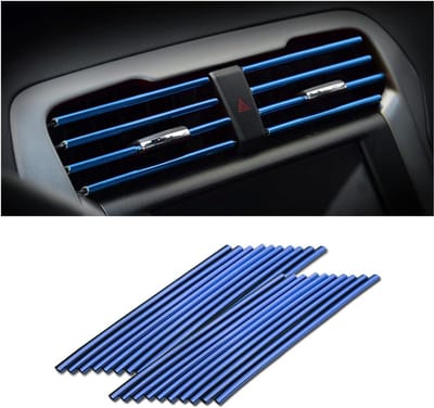 Daity 20 stuks - Afwerkingsstrips voor ventilatieroosters - universele waterdichte flexibele afwerkingsstrips - geschikt voor de meeste ventilatieroosters - auto-interieuraccessoires (blauw)