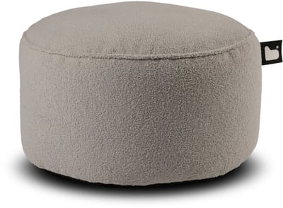 Extreme Lounging - b-poufe teddy - poef rond - voor binnen - zacht & comfortabel - 60x40cm - soft grijs