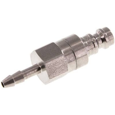 RVS DN 5 Luchtkoppeling Insteeknippel 4 mm Slangpilaar Double Shut-Off