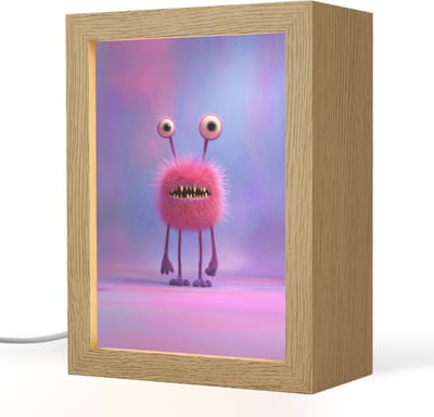 Nachtlampje 15x20 cm - Kinder lampje - Monster - Roze - Paars - Tafellamp kinderkamer - Slaapkamer lamp - Bedlamp kinderen - Kinderlampje stopcontact - Wandlamp babykamer - Nachtlampjes