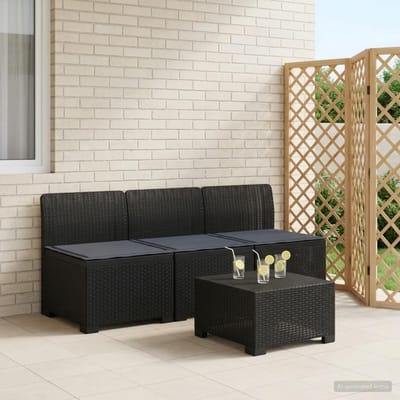 vidaXL - 3-Zits - Tu - bank - met - Kussens - Rattan - Look - 3-zits - PP - Antraciet