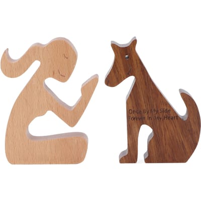 Cadeaux Commémoratifs pour Chien pour Perte d'Animal Décès Condoléances Souvenir Sympathie Ornements en Bois Type A 14x10.5x2cm brown