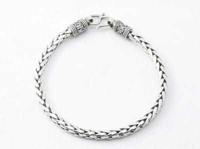 Bewerkte zilveren armband met vossenstaart schakels - lengte 22