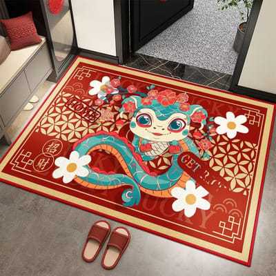 Nieuwe Drakenjaar Mat Feestelijke Rode Deurmat Nieuwjaarsmat Entree Deurmat Entree Mat Machinewasbare Voetmat Crystal velvet 50 * 80cm white