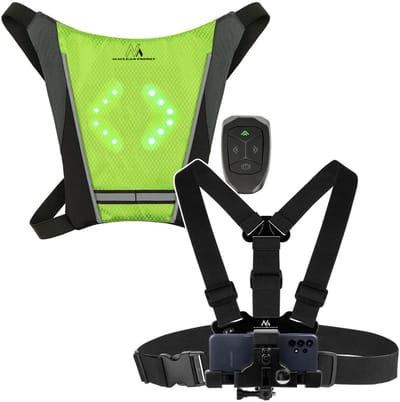 Maclean - Set van: Borstband voor Mobiele Telefoon / Camera / Houder - universeel - Veiligheidsvest met LED-knipperlichten