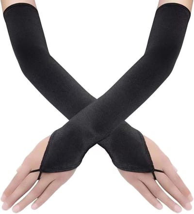 Lange vingerloze satijnen handschoenen in vintage stijl voor bruiloften, feesten en cosplay evenementen