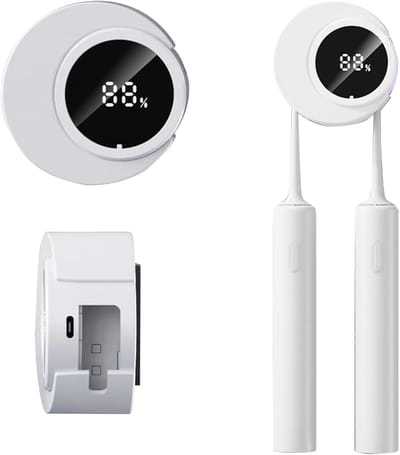 Tandenborstelhouder-Tandenborstel Sterilisato- 2-Slot UV-tandenborstelreiniger en houder - Wandgemonteerde tandenborstelhouder - Draagbare UV-tandenborstelreiniger, reinigt en droogt aan de lucht - LED-smartscreen voor de badkamer (wit)