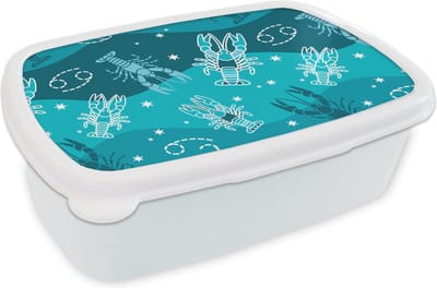 Broodtrommel Wit - Lunchbox - Brooddoos - Zodiac - Kreeft - Design - 18x12x6 cm - Volwassenen