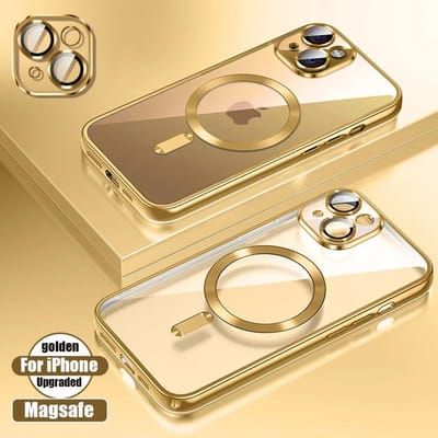 Transparante Plating Ultradunne Siliconen Hoes Voor iPhone 16 15 14 13 12 11 Pro Max 16 Plus Magsafe Magnetisch Lensfolie Beschermhoes Roze For iPhone 13 Pro beige