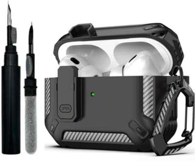 Koptelefoon Beschermhoes voor AirPods Pro - Schokbestendige TPU Hoes met Draaghaak en Reinigingsset