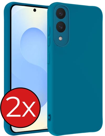 Hoesje - 2 Stuks - Geschikt voor Samsung Galaxy S25 Edge - Sterk & Shockproof - Telefoonhoes - Back Cover - Case Siliconen - Telefoon Hoes - Donkerblauw