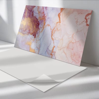 Wallfluent Vinyl Wandpaneel - Abstract aquarelpatroon Zelfklevend Wandpaneel - 100 cm x 50 cm - Paars PVC wandpaneel - Set van 1 - Rechthoekig Wandbekleding Vinyl - Abstractie Wandpaneel - PVC Muurpaneel - Wandpaneel Keuken en Badkamer