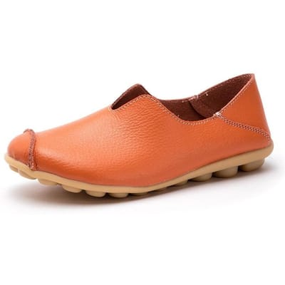 Damesmode Ademende loafers Zomer Casual lederen platte schoenen Sandalen Lente Herfst Strandslippers Mocassins 38 oranje