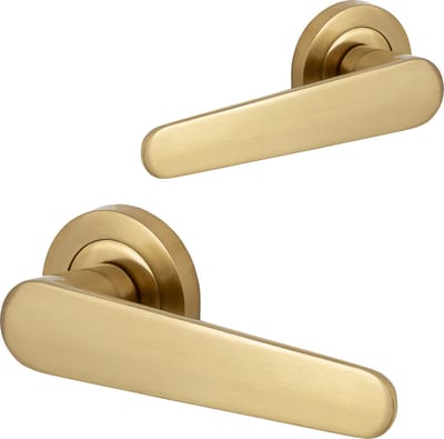 Ronda deurklink op rozet - mat goud - complete set van 2 deurklinken - Eliot® Deurbeslag