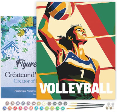 Figured'Art Schilderen op Nummer Volwassenen met lijst Sportaffiche Volleybal- Handwerk acrylverf Kit DIY Compleet - 40x50cm Canvas al ingelijst