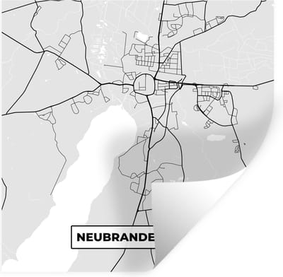 Muurstickers - Sticker Folie - Duitsland - Stadskaart - Plattegrond - Kaart - Neurandenburg - 100x100 cm - Plakfolie - Muurstickers Kinderkamer - Zelfklevend Behang XXL - Zelfklevend behangpapier - Stickerfolie