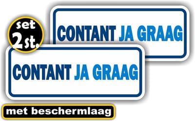 Jerma - Contant Ja Graag - Sticker - Set 2 st - 10 x 20 cm – Binnen & Buiten - Zelfklevend - Vinyl
