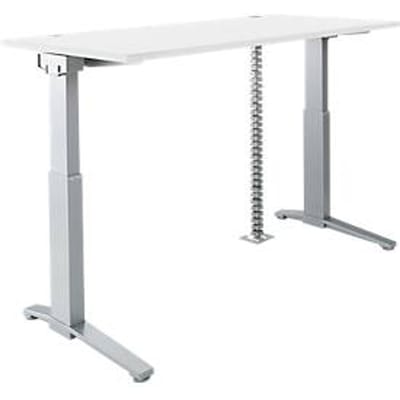 Schäfer Shop Genius bureau ERGOSTYLE S, elektrisch in hoogte verstelbaar, C-voet, B 1600 mm, wit/aluminium-zilver, Memorymaster, kabelslang