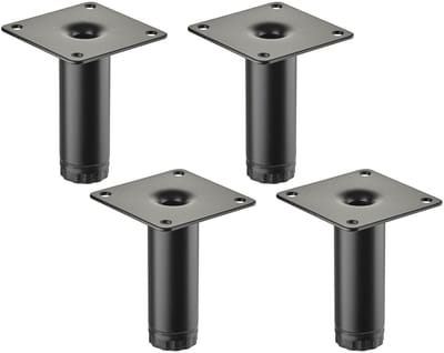 4 SOTECH meubelpoten LIMA Hoogte 80 mm, Ø 25 mm In hoogte verstelbaar 10 mm zwart mat Pronkvoeten Sokkelvoeten Kastvoeten