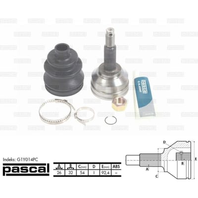 Homokineet reparatie set, aandrijfas PASCAL G1Y014PC