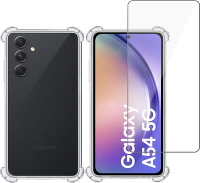 Hoesje geschikt voor Samsung A54 + Screenprotector – Tempered Glass - Extreme Shock Case Transparant