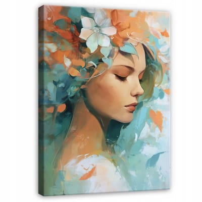 WALLARENA - Schilderij op canvas - 100x70 cm - abstracte afbeelding van een vrouwen gezicht - Geschikt voor slaapkamer, woonkamer, keuken