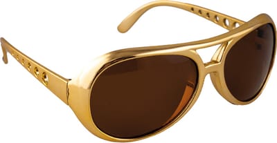 Funny Fashion Verkleed bril Elvis - goud - volwassenen - king of rock'n roll - accessoire