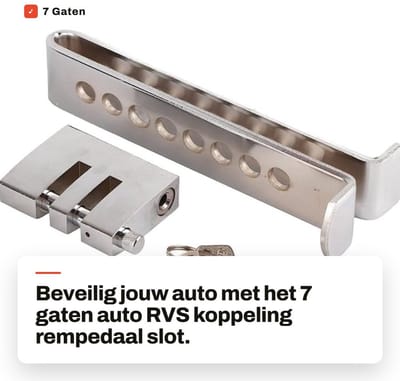 Dailygoods- Stuurslot Auto Antidiefstal - Rempedaalslot - Koppelingsslot - Roestvrij Staal - Draagbaar 19,5 x 8,5 cm - Schokbestendig