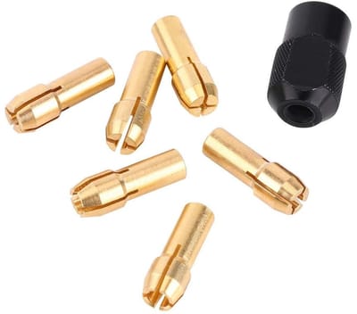 Allecto - Collet Chuck Sleeves - 7-delige set - Geschikt voor draaibanken - Zwart - Inclusief M8 x 0.75 cap - Diverse maten van 1mm tot 3.2mm