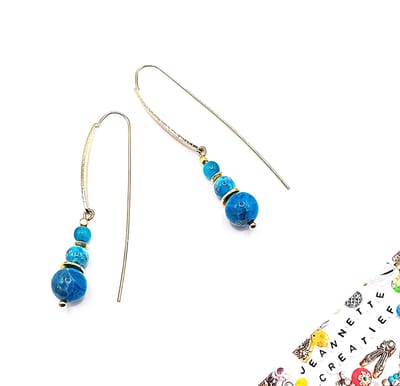 Jeannette-Creatief® - Natuursteen - Goud Apatiet - Oorhangers met Apatiet - Blauwe Oorbellen - Gouden Oorbellen - Oorbellen DQ Gold - Natuursteen Apatiet - Apatiet - Oorbellen Natuursteen - Sieraden - Feestdagen - Koningsdag - Koningsblauw