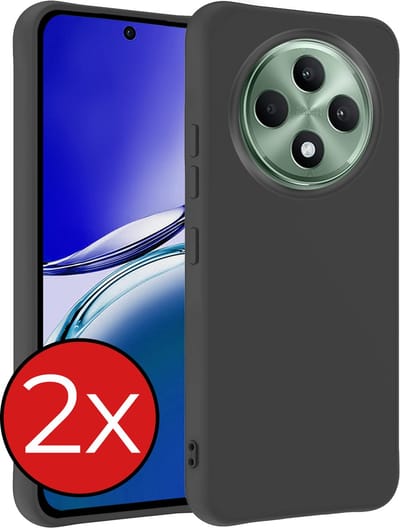 Hoesje - 2 Stuks - Geschikt voor Oppo Reno 12 F - Sterk & Shockproof - Telefoonhoes - Back Cover - Case Siliconen - Telefoon Hoes - Zwart