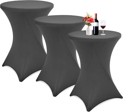 Set van 3 Elastische Tafelhoezen voor Bistrotafel Ø 80-85 cm Hoogwaardig Spandex