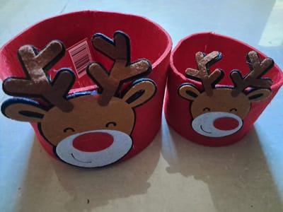 Livarno Home Kerst Decoratie mandjes - set van 2 stuks - Rood - Rendier - Vilt