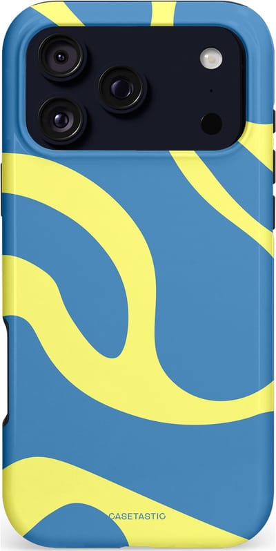 Casetastic hoesje geschikt voor Apple iPhone 17 Pro Max - MagSafe - Dubbellaagse bescherming - Blauwe Gele Zee Stranden - Fashion Case - Lavendel Goud Lichtblauw