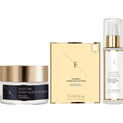 Anti-rimpel Nachtvochtinbrengende crème 24k Goud 50ml + Hyaluronzuur & Collageen Serum - 60ml + Vitamine C Hydrogel Oogpads x 5