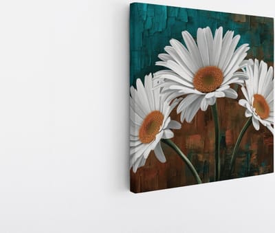 Saammp Canvas Schilderij - Madeliefjes - Natuur - Modern - 20x20 - Foto op canvas - Wanddecoratie - Muurdecoratie Woonkamer - Kantoor Decoratie
