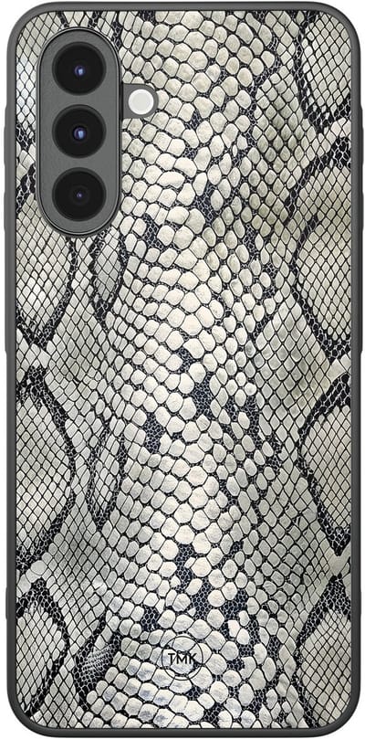 Hoesje geschikt voor Samsung Galaxy A17 - Snake print - Beige - TPU case - Slangenprint - Hardcase zwart telefoonhoesje