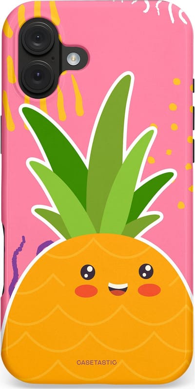Casetastic hoesje geschikt voor Apple iPhone 16 Plus - MagSafe - Dubbellaagse bescherming - Zoete Ananasdroom - Fashion Case - Koraal Okergeel Groen