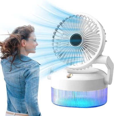 Ventilator, Luchtcirculatie, USB Oplaadbaar, Multifunctioneel, Stille Koeling, Opvouwbare Draagbare Ventilator Met Lamp Voor Reizen, Sportschool, Kantoor & Tent