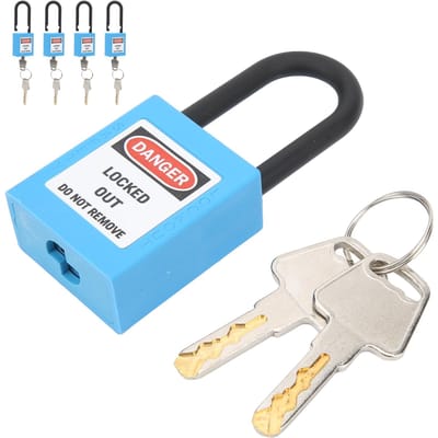5Set 38mm Lockout Tagout Slot Nylon Duurzaam Stofdicht Geïsoleerd Veiligheidshangslot met SleutelZwart