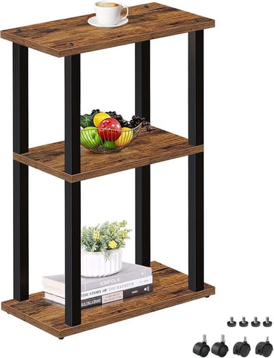 Smalle Bijzettafel met Wieltjes voor Woonkamer of Slaapkamer - Compact en Verrijdbaar