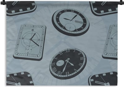 Wandkleed - Wanddoek - Klok - Patronen - Vintage - 60x45 cm - Wandtapijt